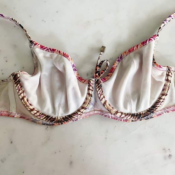 Freya Inferno Vibrant Multicolored Underwire Half Cup Bikini Top Amber, 30DD - Picture 5 of 12